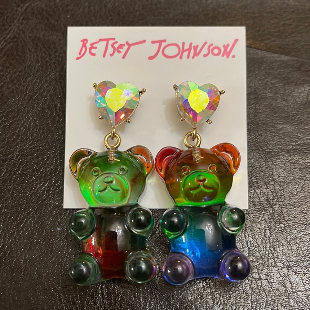 Betsy Johnson ONE LOVE GUMMY BEAR EARRINGS RAINBOW MULTI